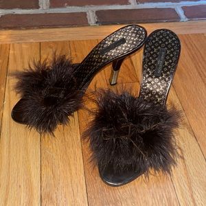 Louis Vuitton fur embellished sandals size 38